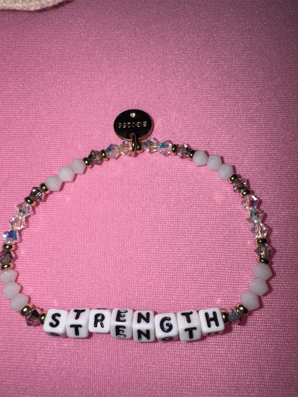 Little Words Project "Strength" Pink Beaded Bracelet - Picture 2 of 2
